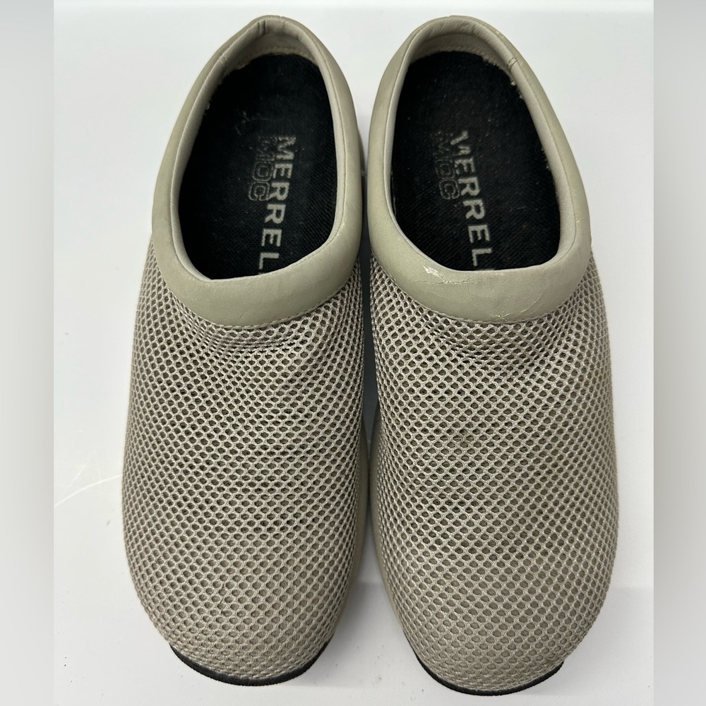 MERRELL Light Gray Mesh Slip On Mule - Size 8